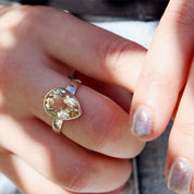 lemon quartz teardrop silver gemstone ring