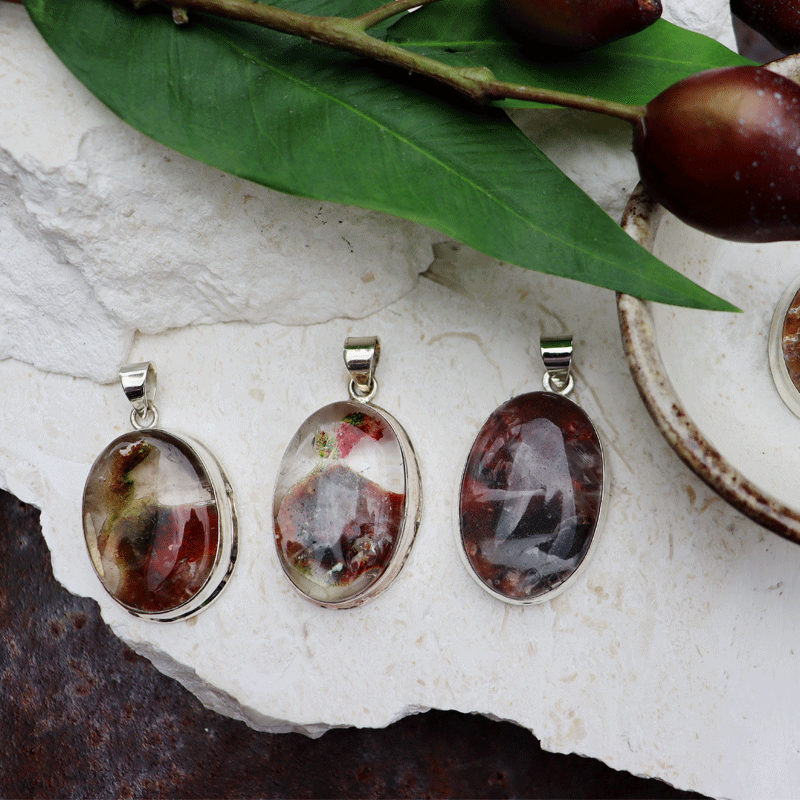 garden quartz sterling silver gemstone pendant