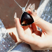 large smoky quartz silver gemstone pendant