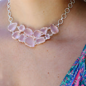rose quartz silver gemstone necklace