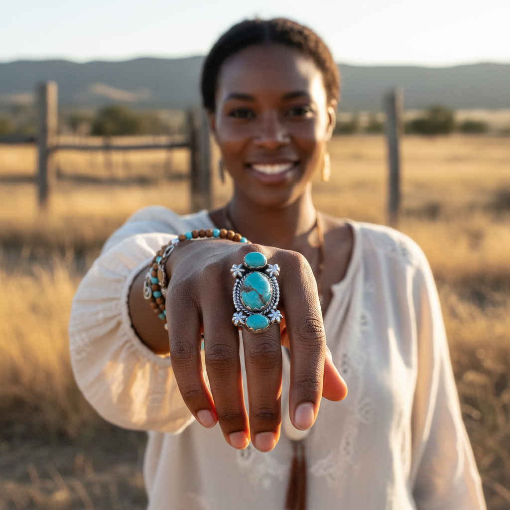 navajo turquoise sterlings silver gemstone ring