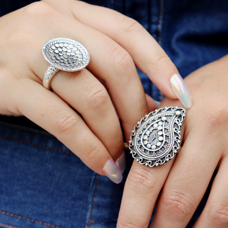 silver boho sterling silver ring