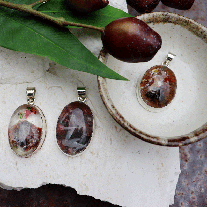 garden quartz sterling silver gemstone pendant
