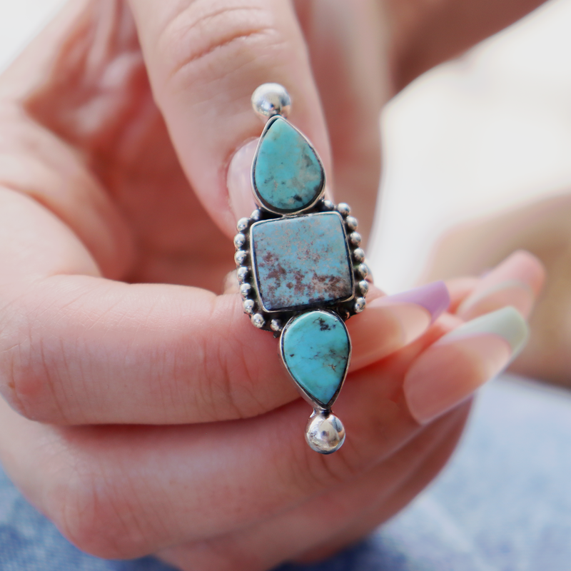 turquoise gemstone sterling silver ring