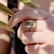lemon quartz oval silver gemstone ring