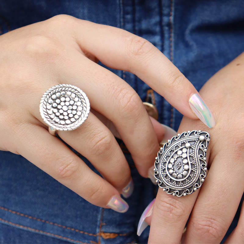 silver boho sterling silver ring
