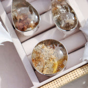 large round garden quartz silver gemstone ring