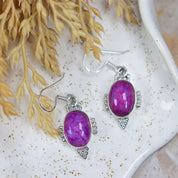 pink moonstone silver gemstone earrings