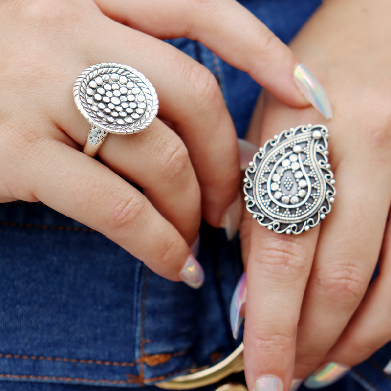 silver boho sterling silver ring