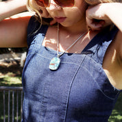 large turquoise silver gemstone pendant