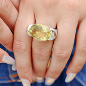 lemon quartz large statement sterling silver gemstone ring