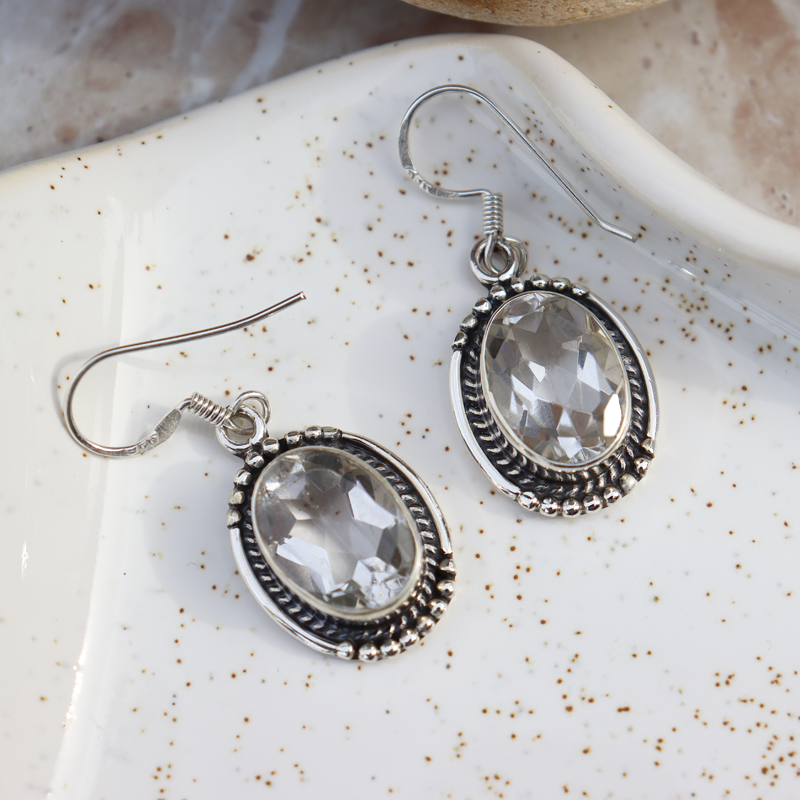 Ava Clear Quartz Gypsy Earrings