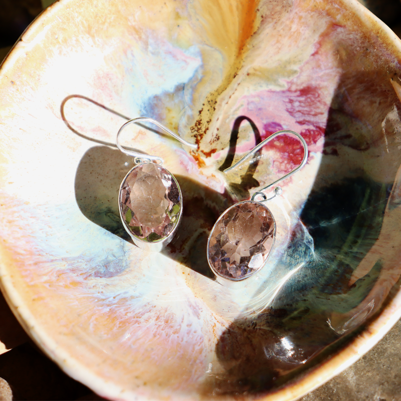 oval amethyst sterling silver gemstone earrings