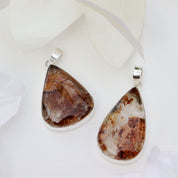 large teardrop garden quartz silver gemstone pendant