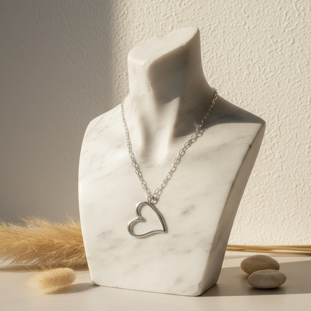 sterling silver heart paperclip necklace