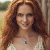 oval blue topaz sterling silver pendant