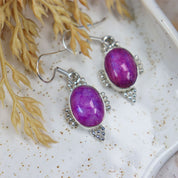 pink moonstone silver gemstone earrings