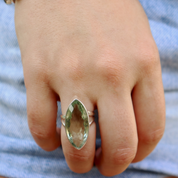 green amethyst sterling silver gemstone ring