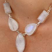 large chunky moonstone sterling silver gemstone necklace