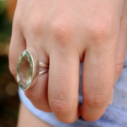 green amethyst sterling silver gemstone ring