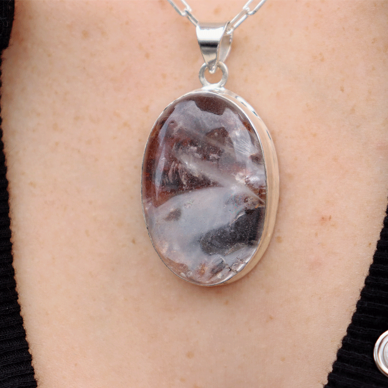 garden quartz sterling silver gemstone pendant