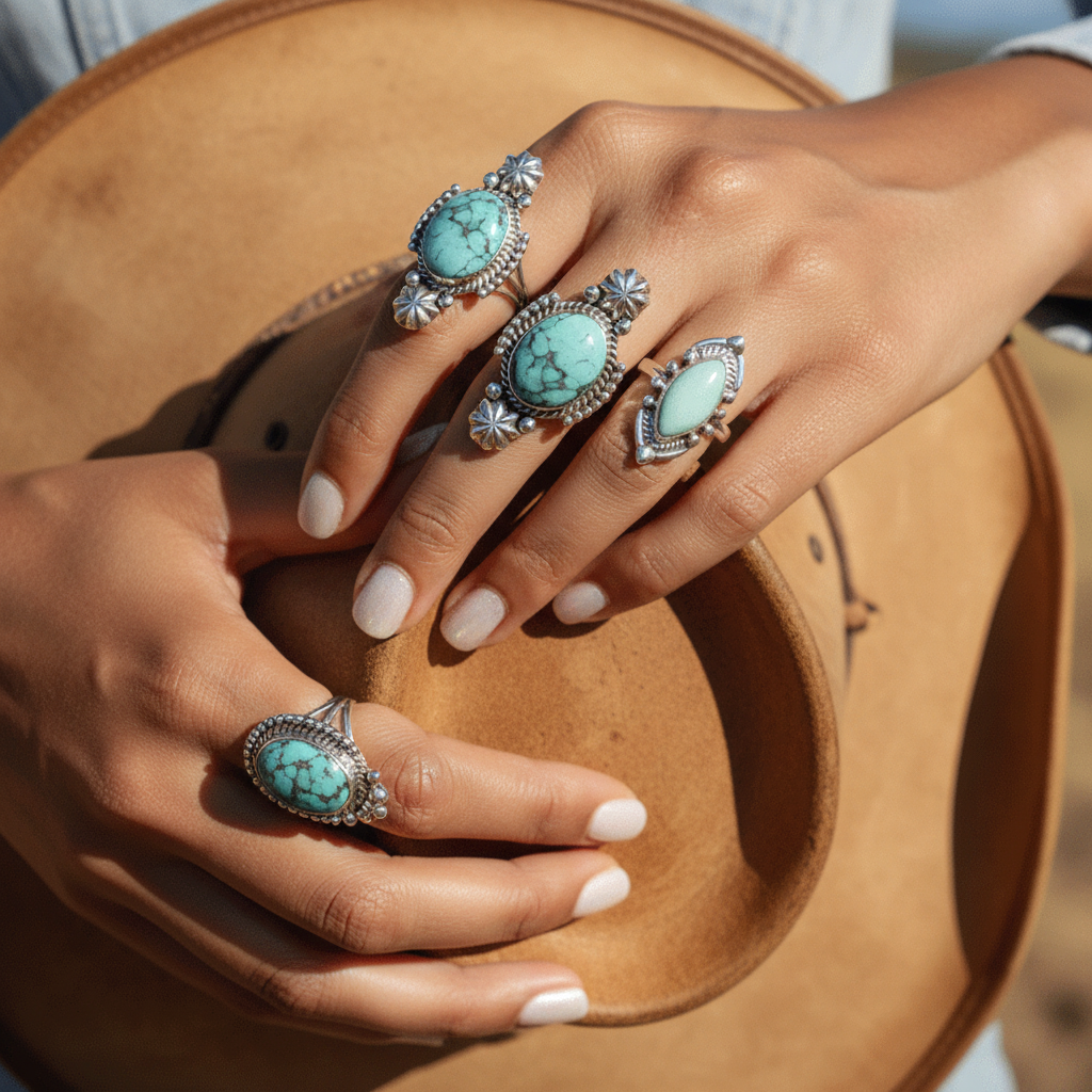 navajo turquoise sterling silver gemstone ring