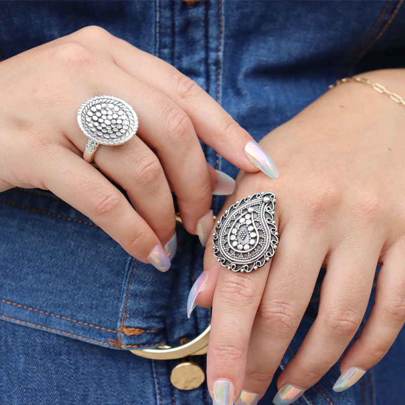 silver boho sterling silver ring