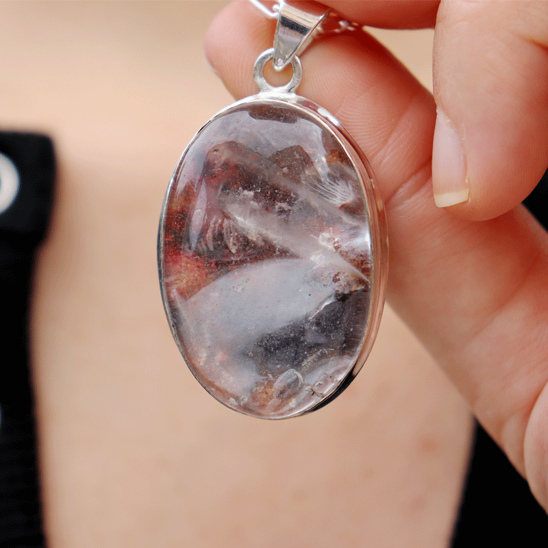 garden quartz sterling silver gemstone pendant