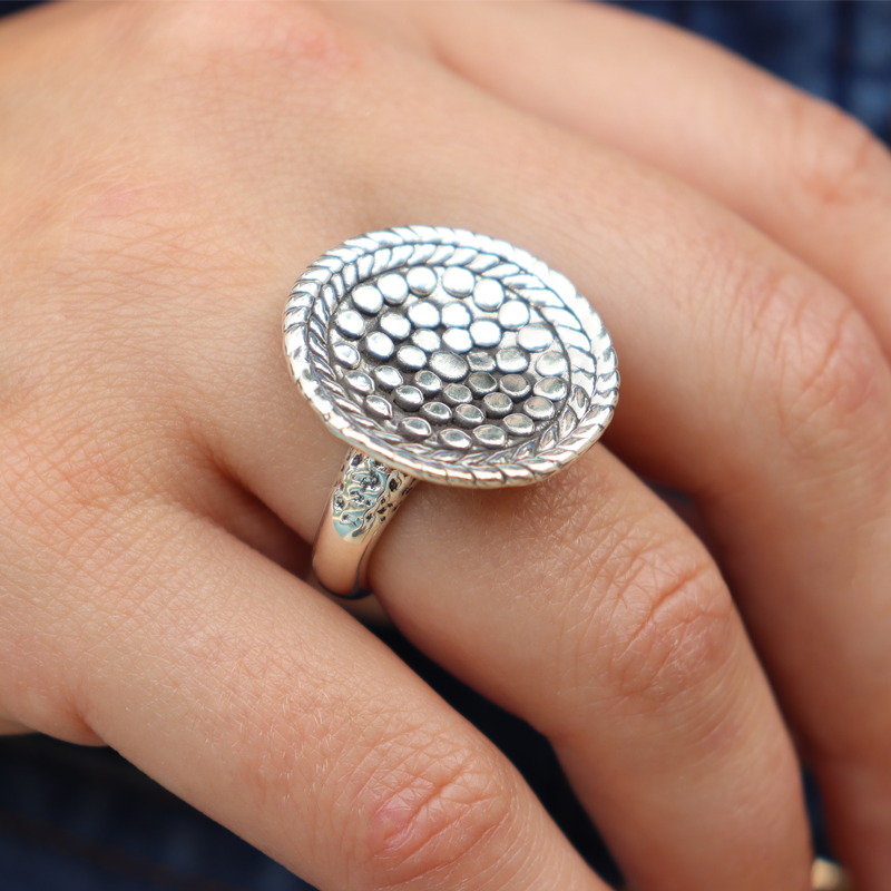 silver boho sterling silver ring