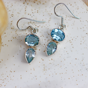 blue topaz sterling silver gemstone earrings