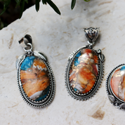 oyster turquoise sterling silver gemstone pendant