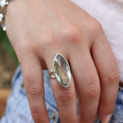 green amethyst sterling silver gemstone ring