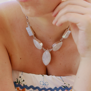 large chunky moonstone sterling silver gemstone necklace