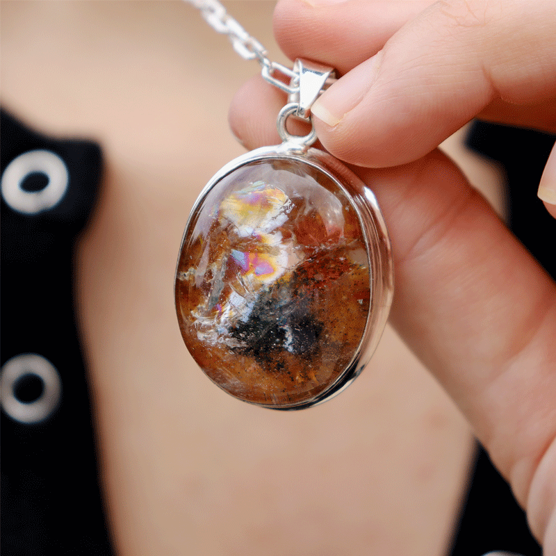 garden quartz sterling silver gemstone pendant