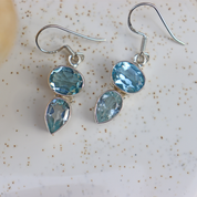 blue topaz sterling silver gemstone earrings