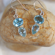 blue topaz sterling silver gemstone earrings