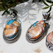 oyster turquoise sterling silver gemstone pendant