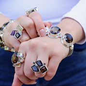 chunky smoky quartz sterling silver gemstone bracelet