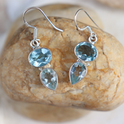 blue topaz sterling silver gemstone earrings