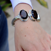 chunky smoky quartz sterling silver gemstone bracelet