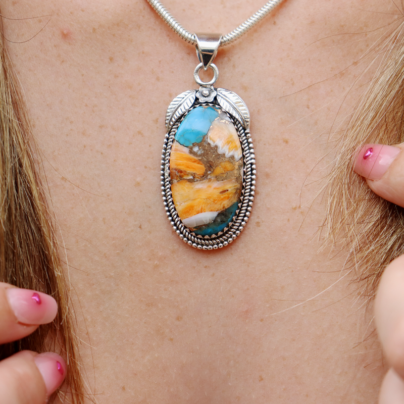 oyster turquoise sterling silver gemstone pendant