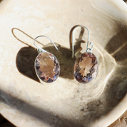 oval amethyst sterling silver gemstone earrings