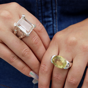lemon quartz large statement sterling silver gemstone ring