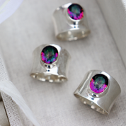 mystic topaz silver gemstone ring