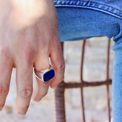 unisex lapis lazuli silver gemstone ring