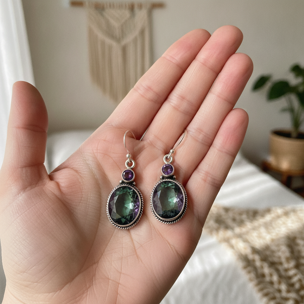 mystic topaz sterling silver gemstone earrings
