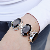 chunky smoky quartz sterling silver gemstone bracelet