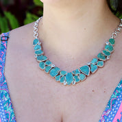 raw turquoise silver gemstone necklace