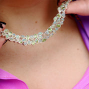 opal peridot silver gemstone necklace