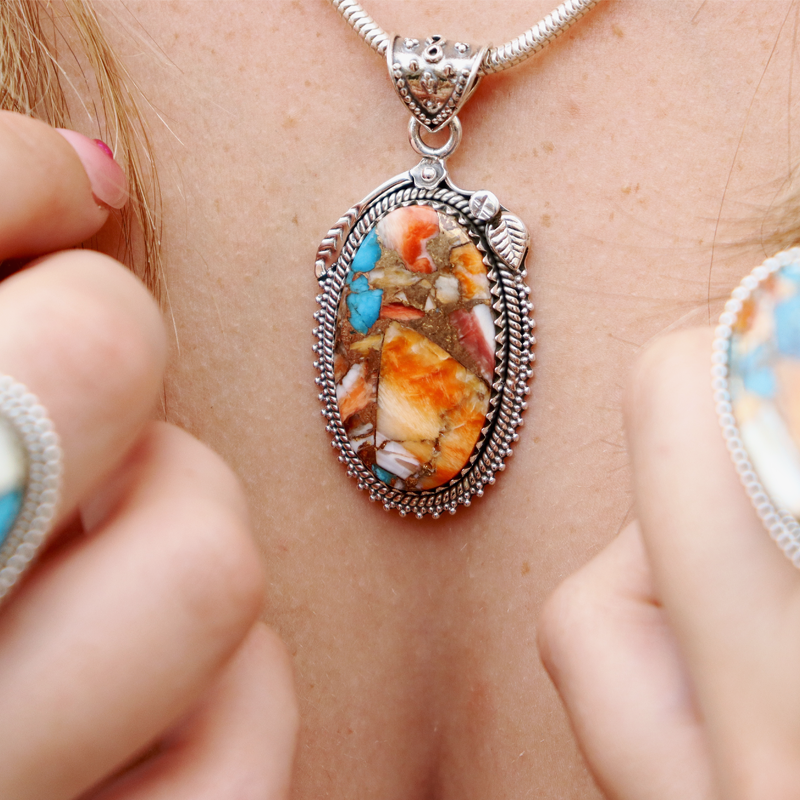 oyster turquoise sterling silver gemstone pendant